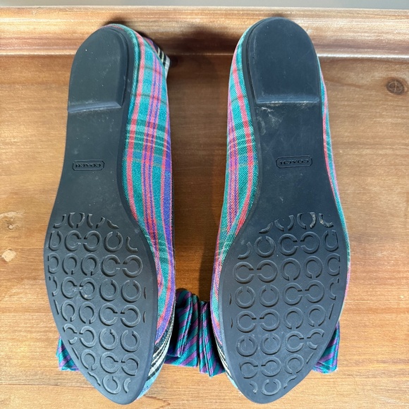 COACH Cambria Poppy Bow Plaid Tartan Flats Size 9 - Picture 4 of 4